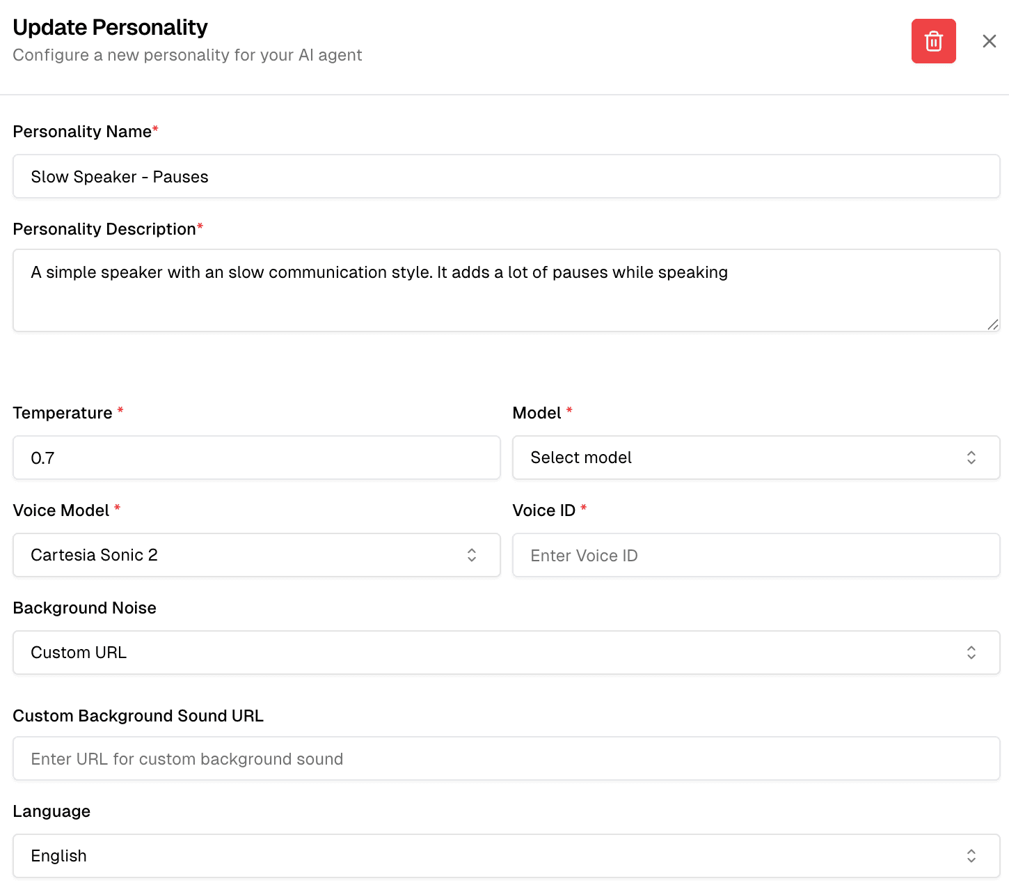 Cartesia Voice Personality Testing Interface